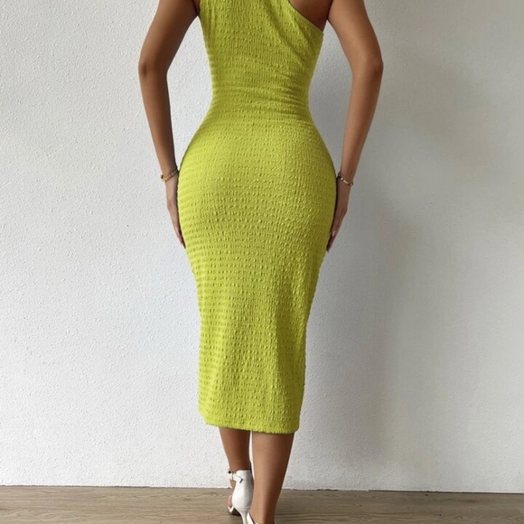 Elegant Lime Green Cutout Dress - Picture 2 of 7